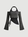 SHEIN MOD 비대칭 헴 끈허리 플레어 소매 2 합 1 티셔츠