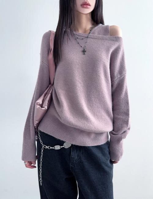 soft off neck set knit