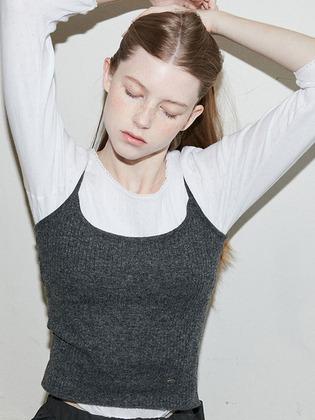 Basic Sleeveless knit Top Charcoal
