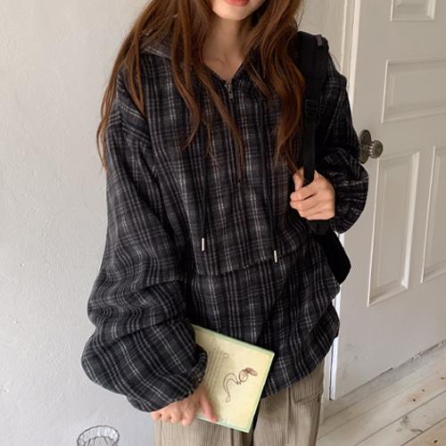 heritage check  hood fleece (2color)