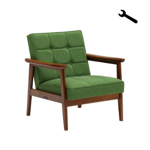 가리모쿠60 K체어 1인용 - 타프 그린/월넛 - bibliotheque