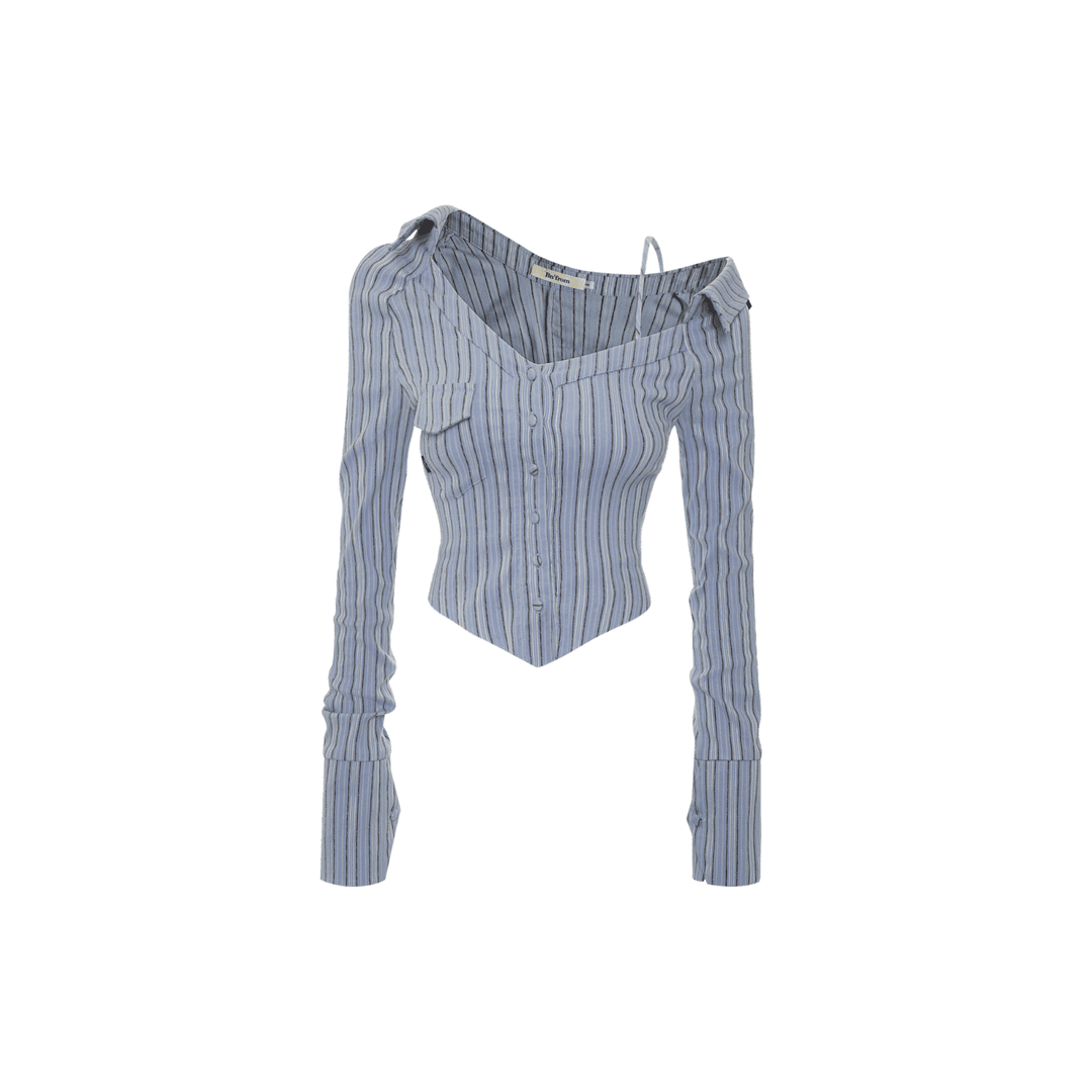 Preppy pin off shirt  [Sky]