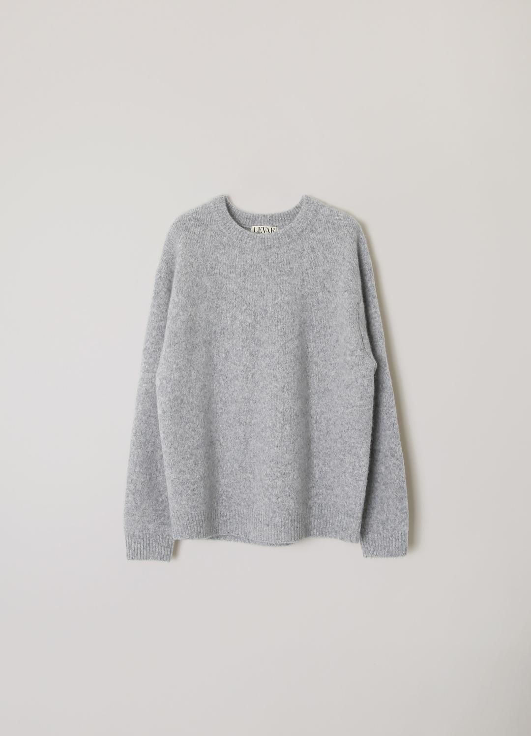 Pleats-Back Wool Round Knit - Melange grey - levar
