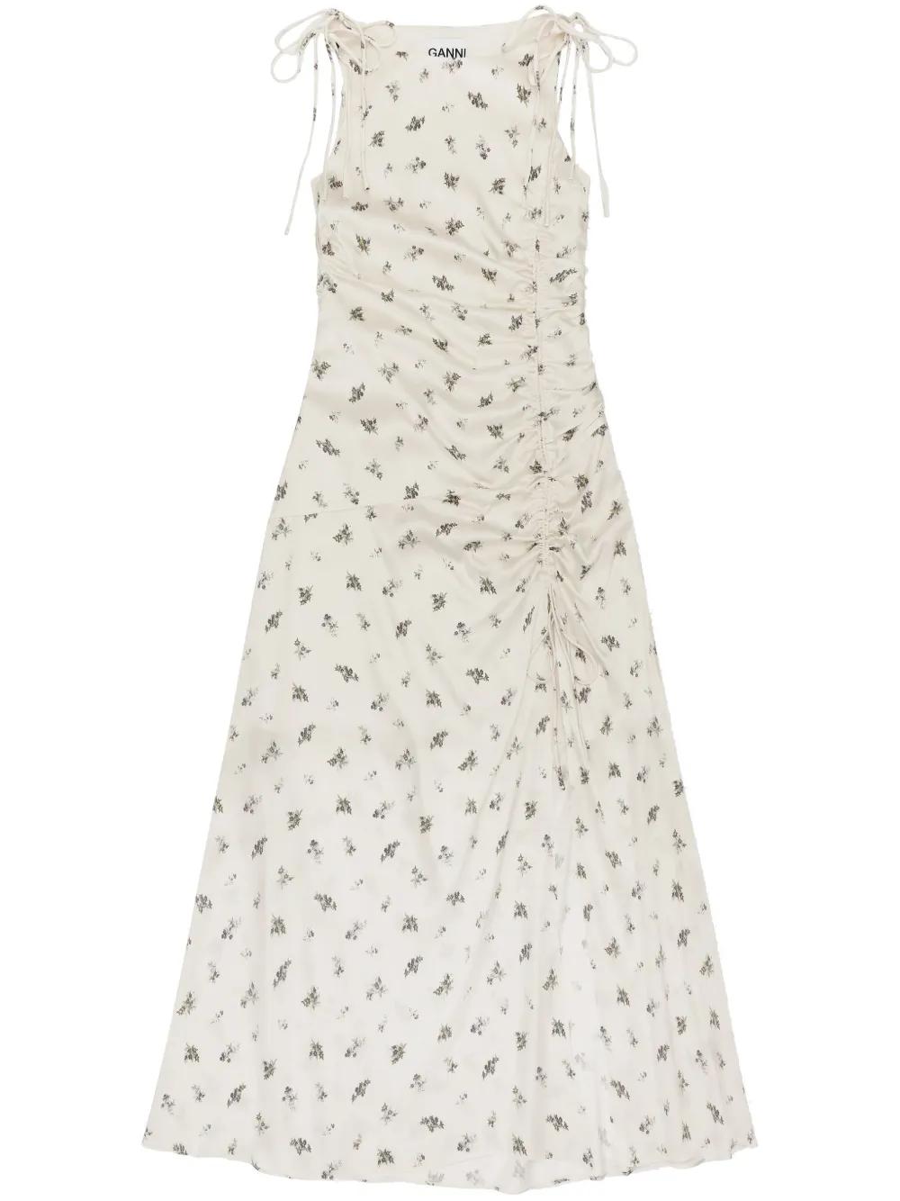 GANNI 플로럴 프린트 드레스 | 화이트 | FARFETCH KR