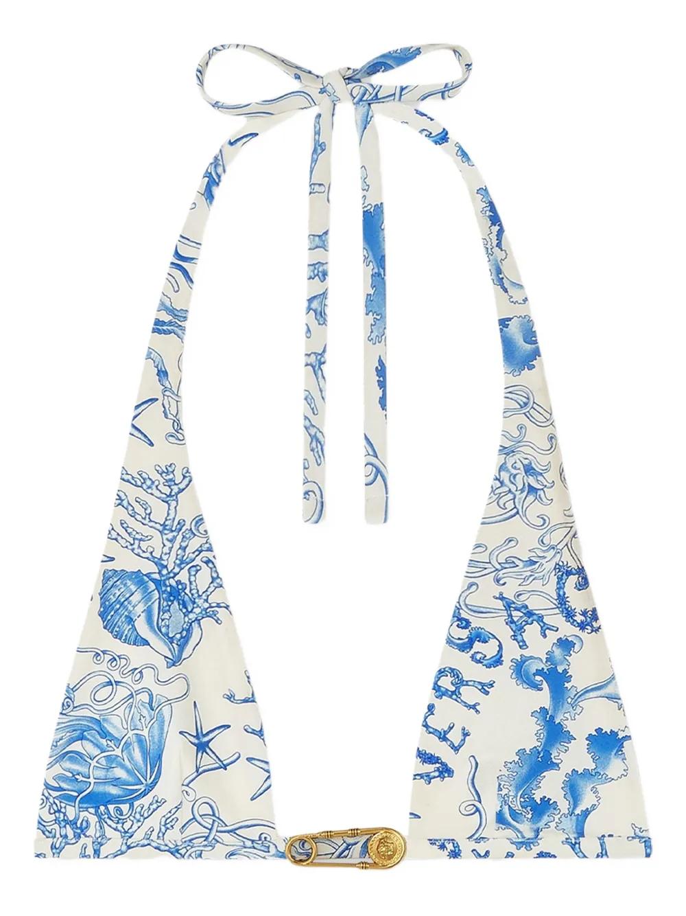 Versace 언더워터 바로코 트라이앵글 비키니 탑 | 화이트 | FARFETCH KR