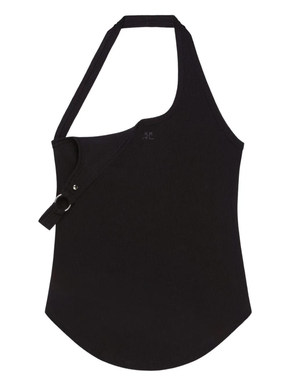 Courrèges 비대칭 스트랩 탱크 탑 | 블랙 | FARFETCH KR