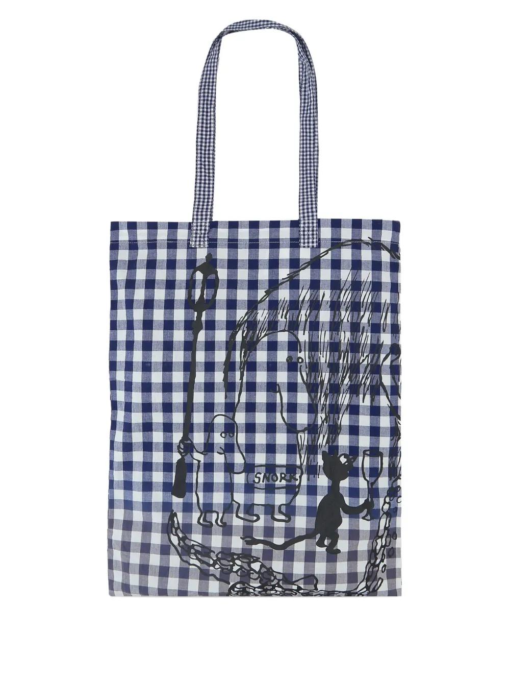 Comme Des Garçons TAO 깅엄 패턴 그래픽 프린트 토트 백 | 블루 | FARFETCH KR
