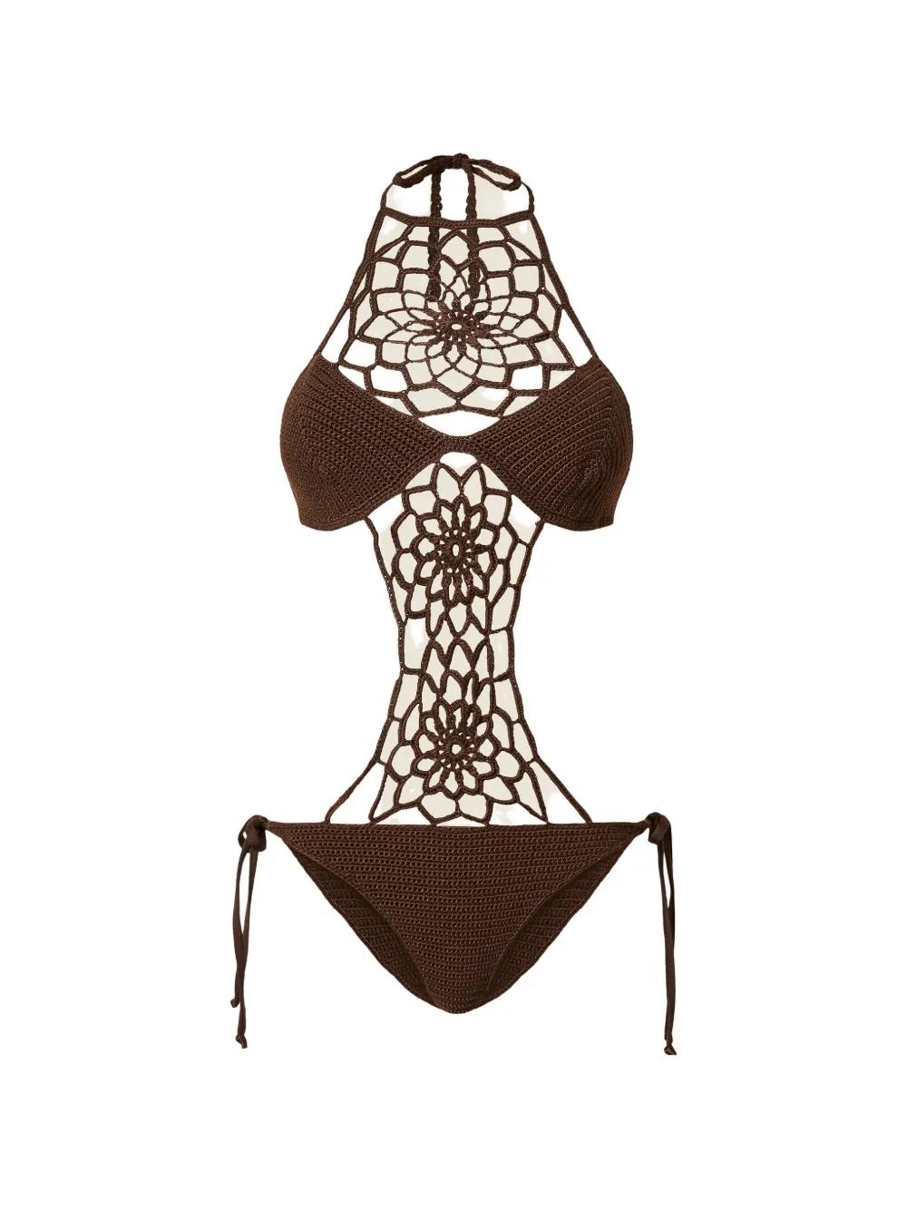 TWINSET 크로셰 니트 원피스 수영복 | 브라운 | FARFETCH KR