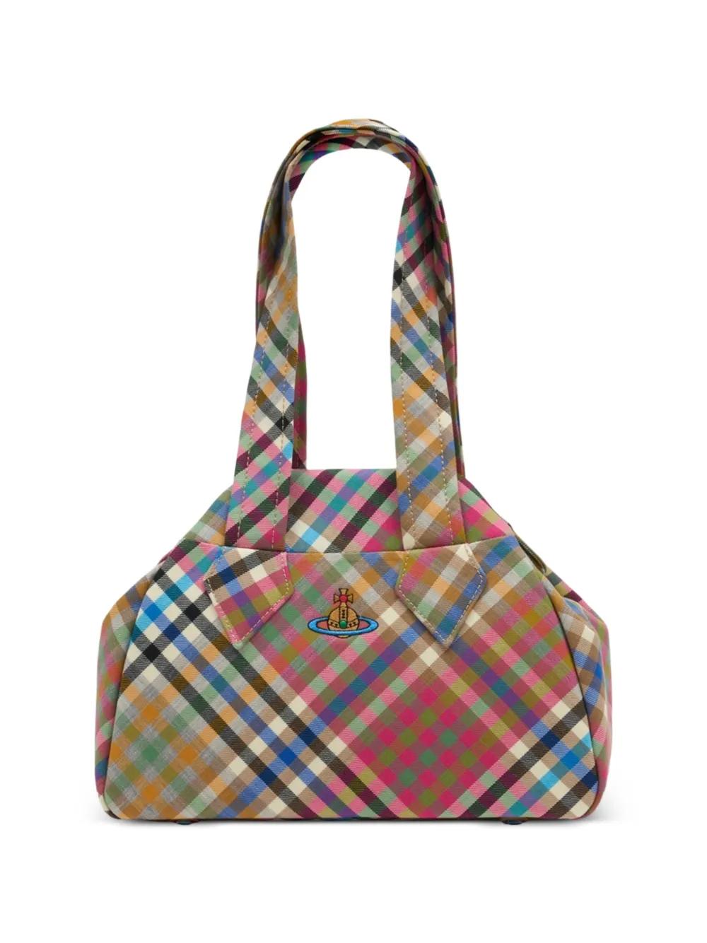 Vivienne Westwood 야스민 아카이브 체크 미디엄 숄더 백 | 핑크 | FARFETCH KR