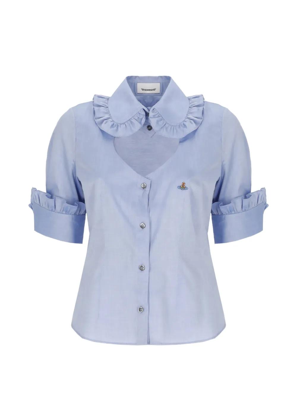 Vivienne Westwood 러플 디테일 로고 자수 셔츠 | 블루 | FARFETCH KR
