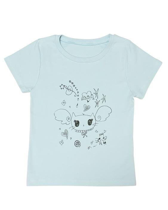 [KAE] ANGEL CAT T-SHIRT / BLUE
