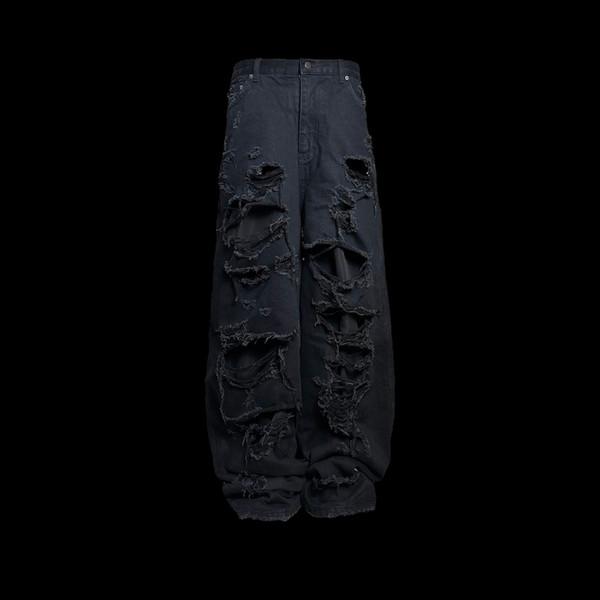 Destroyed baggy wide Leg jeans - black