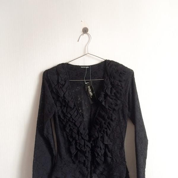 Flower pattern ruffle cardigan