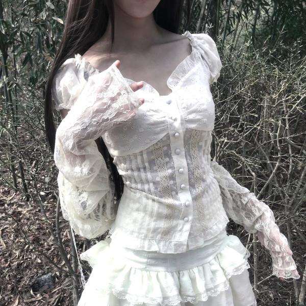 Flower lace bolero cardigan (ivory)