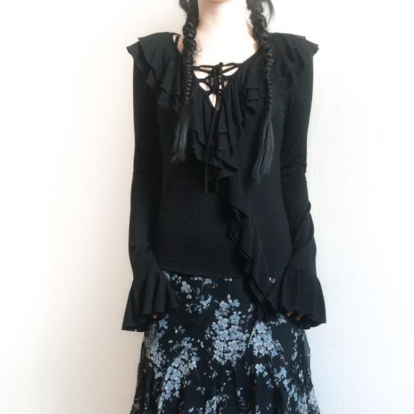 lace up ruffle sleeve