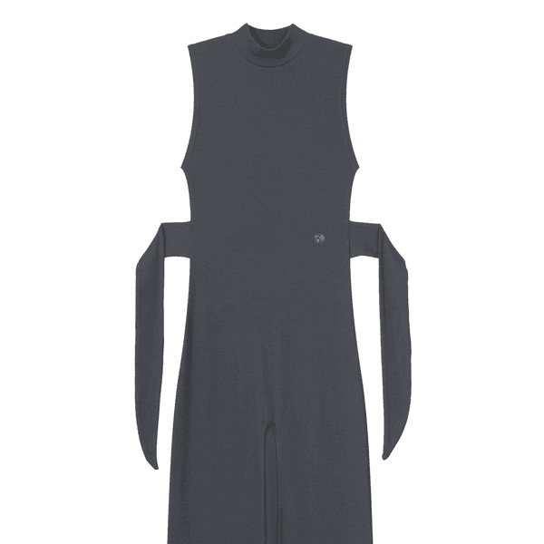 SLIT LONG DRESS (CHARCOAL)