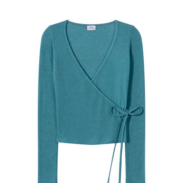 Wrap cardigan (Blue-Green)
