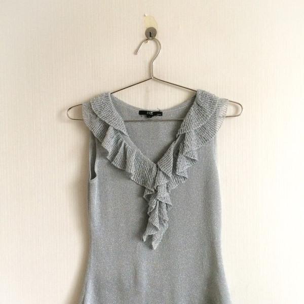 Glitter frill mesh sleeveless