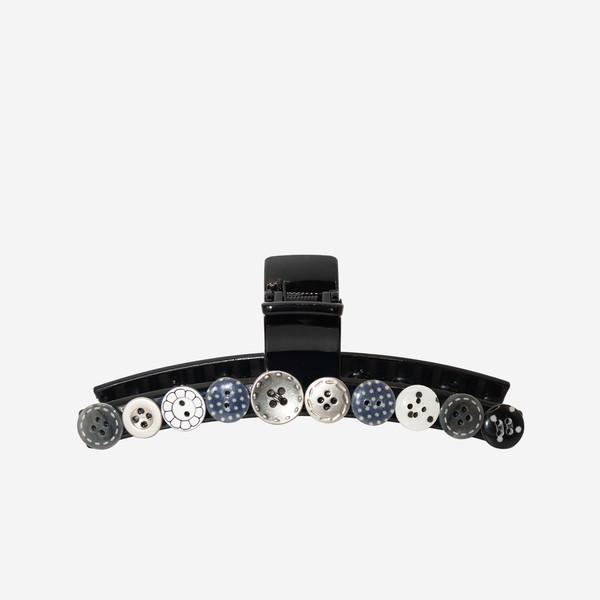 black button hair clip