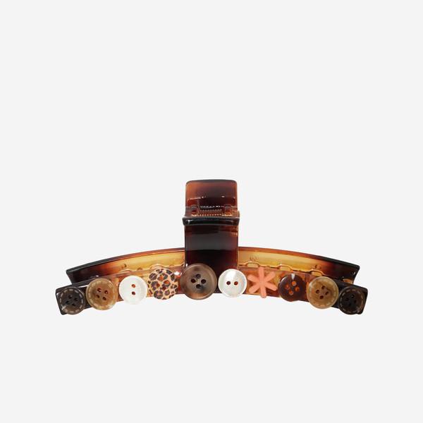 brown button hair clip
