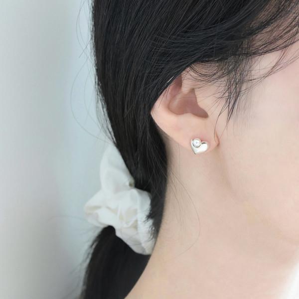 Half Heart Pearl Earrings