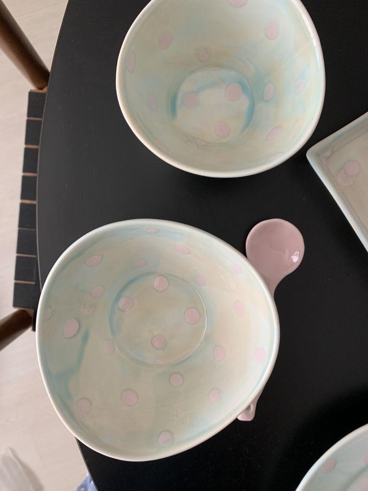 [ 선물세트 10% ] Polka puff  rice bowl / soup bowl : nutceramic