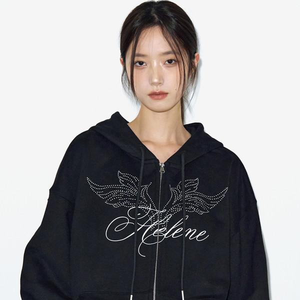 엔젤 레터링 후드 집업 [블랙]