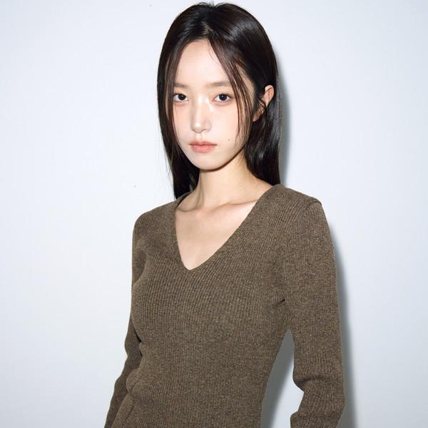 [11월 28일 예약배송] 데미지드 브이넥 리브드 니트 [딥 브라운]