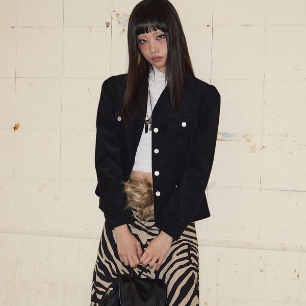 Corduroy Puff Jacket (BLACK)