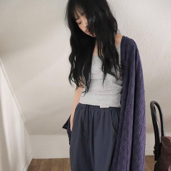 [10.01 예약발송] navy stripe frill pants