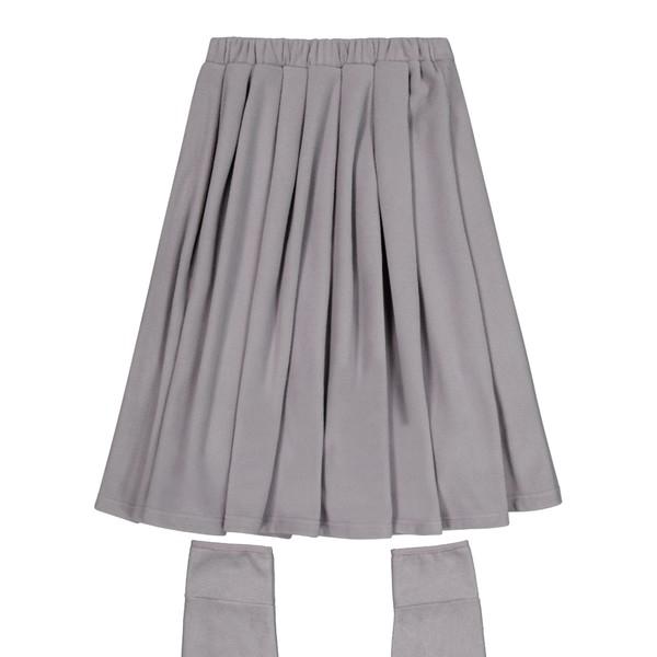 FLEECE MIDI WARMER SKIRT_MELANGE GREY