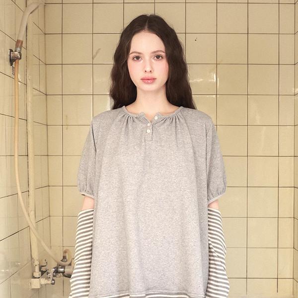 (2/10일 예약배송) Back ribbon flare top / gray