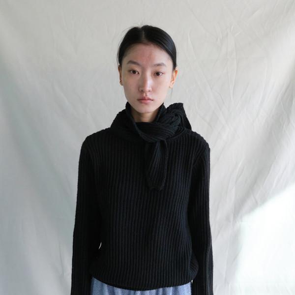 Wool Muffler Knit (Black)