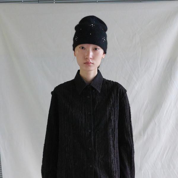 Cotton Tassel Damage Shirt (Black)