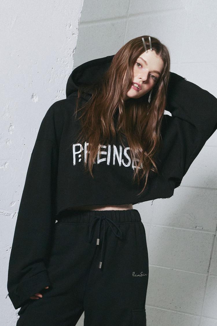 낙서 데끼 크롭 후드티 [2color]