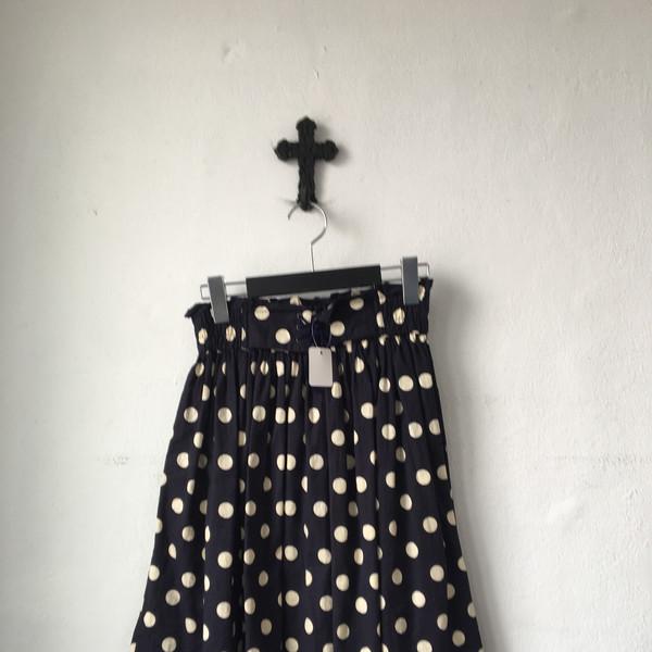 Lace up point dot pattern skirt