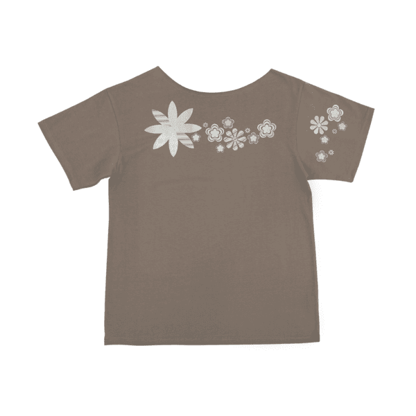 [Pre-Order - 4/30 출고] Stripe Flower Asym Top (Brown)