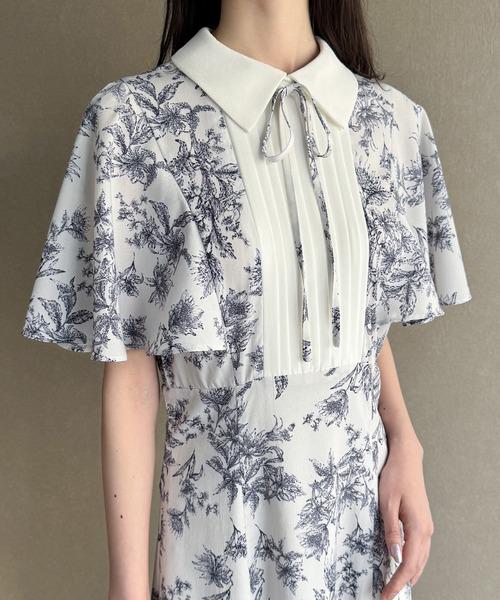 バイカラーピンタックセミフレアワンピース