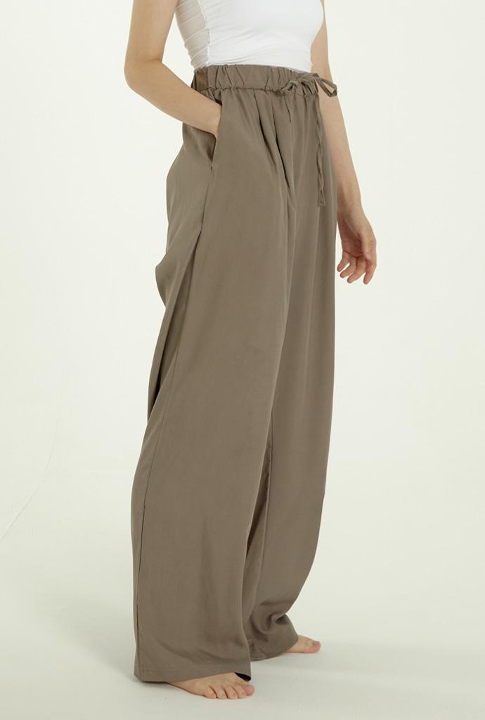 친환경 천연염색 모달 WIDE PINTUCK PANTS POLLAN BROWN