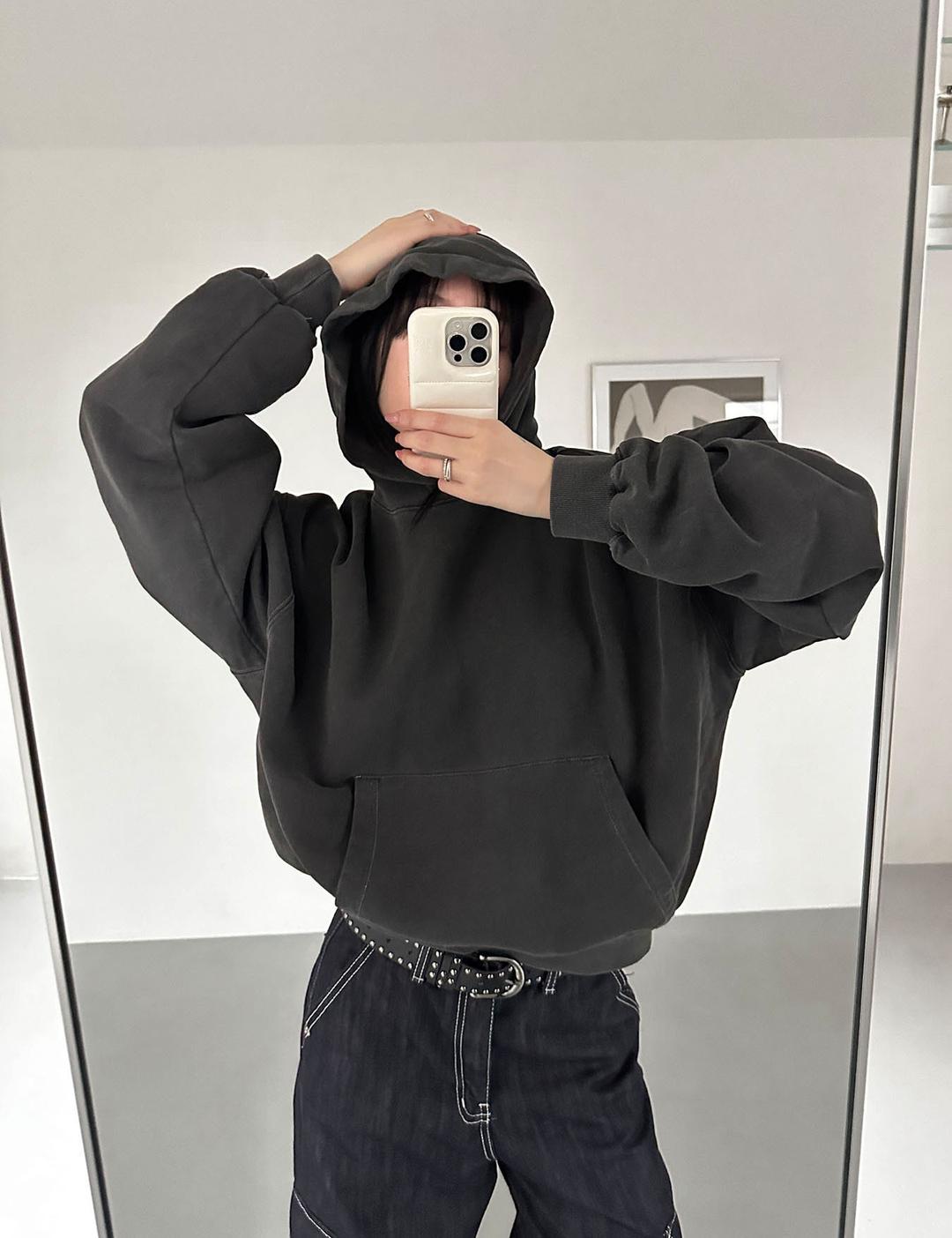 이너뮤트 washing crop hoody (4color)