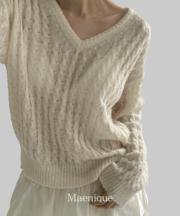 매니크 [MNQ] 유르트 루즈핏 꽈배기 니트(울20)