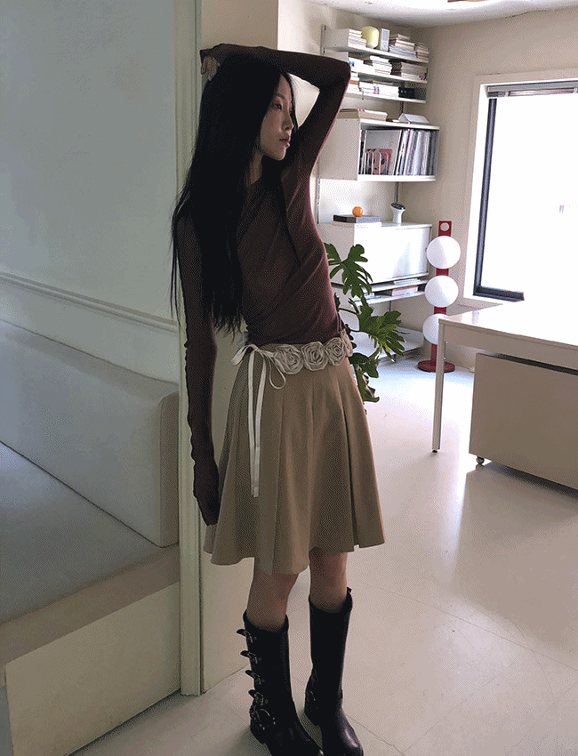 더에펠 커밍 모던 플리츠 미디스커트 (2color)