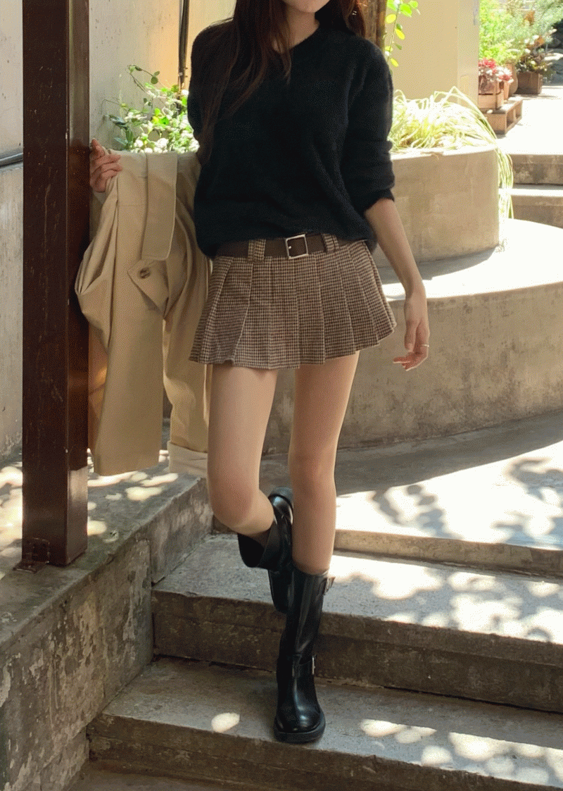 로브씨엘 하운드 체크 미니 플리츠 SK