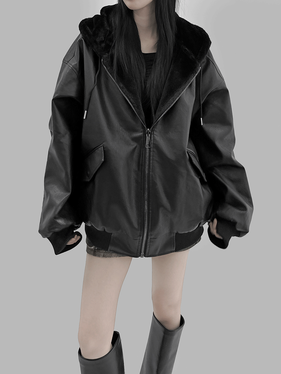 므넴 뒤스 리버시블 퍼 레더 자켓 (2color)