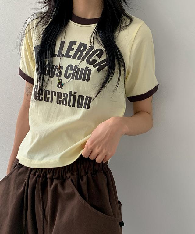데일리쥬 멜리 배색 프린팅 링거 반팔 티셔츠