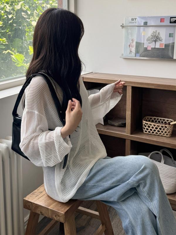 글랜스 [살안타템/커버업] 시스루 루즈핏 탑 - 3colors