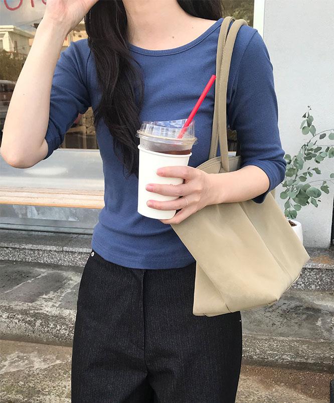 니어웨어 [⛄겨울신상] 피트 7부 쫀득 티셔츠 (5color)/칠부/기본티/페미닌/라운드넥/슬림핏/레이어드/이너