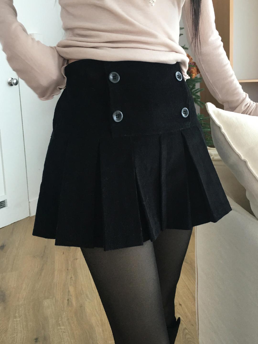 노비야카 [블랙당일출고] Corduroy pleated mini skirt pt (brown, black)