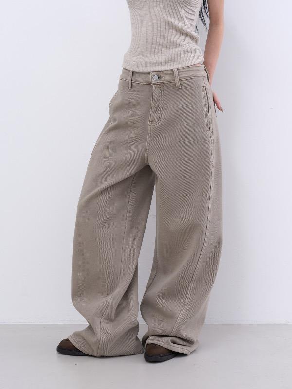 로웨어 solid pintuck napping denim pants