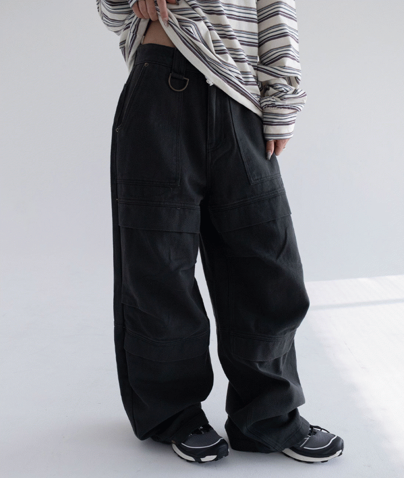 언타일 다케 와이드 코튼 워크팬츠